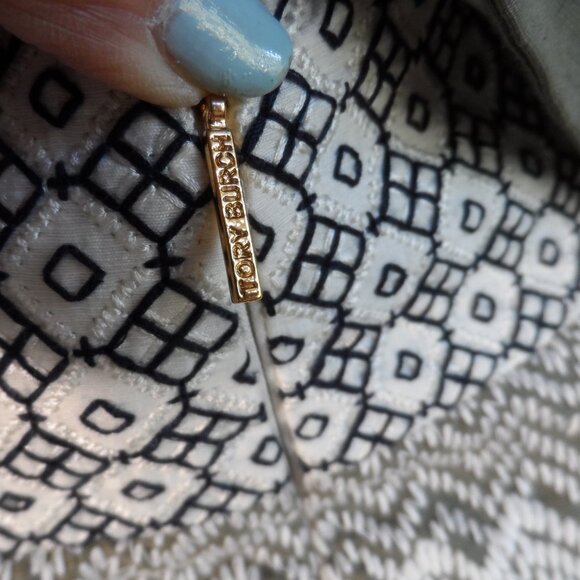 Tory Burch Light Green Multi Printed Quilted/Tweed Skirt Suit Size 4 - Picture 12 of 16